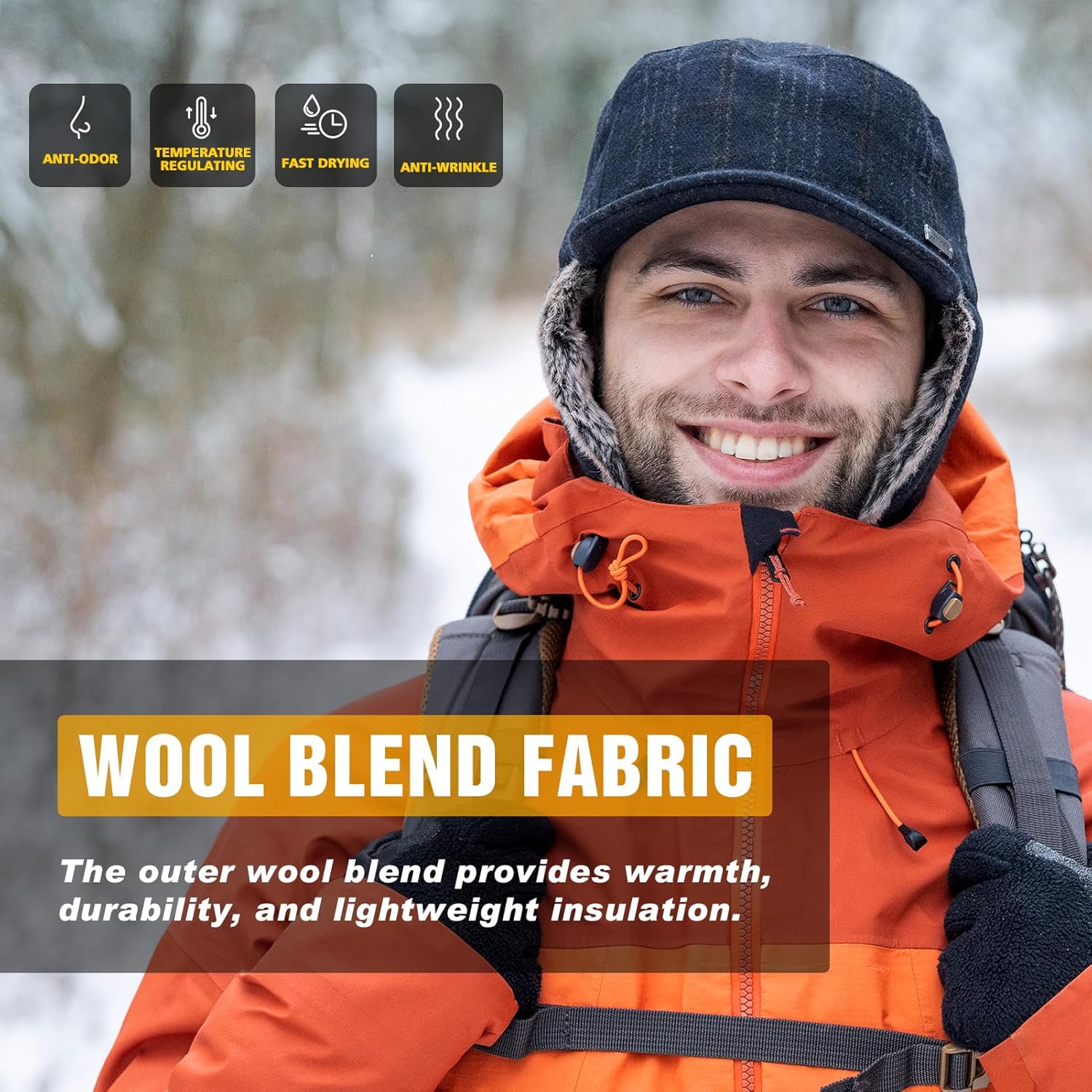 TOP-EX Oversized XL/XXL Unisex Winter Trapper Military Hat Faux Fur Earflaps Quilted Lined Baseball Cap - Image 2