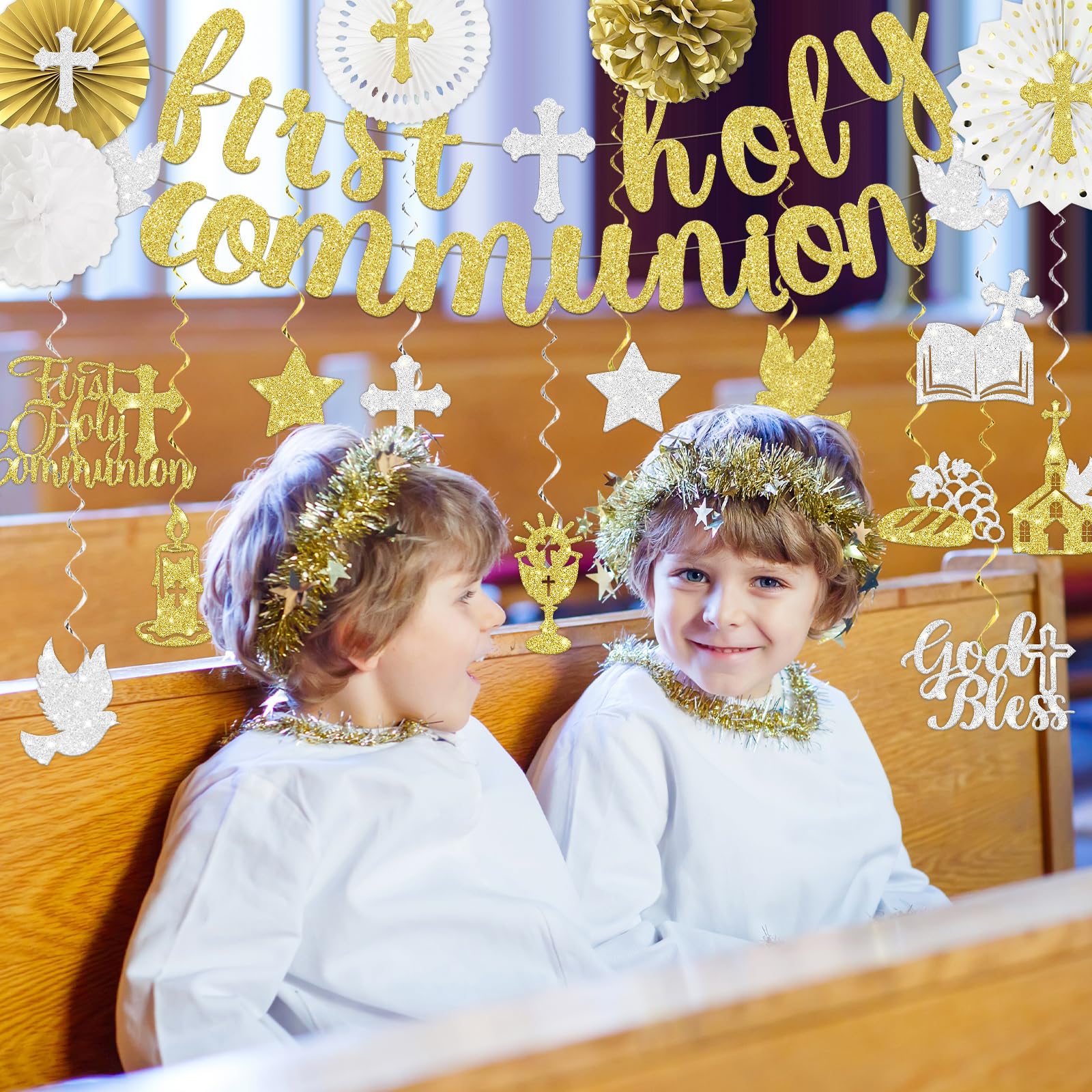 Decoración de pancarta de primera comunión
