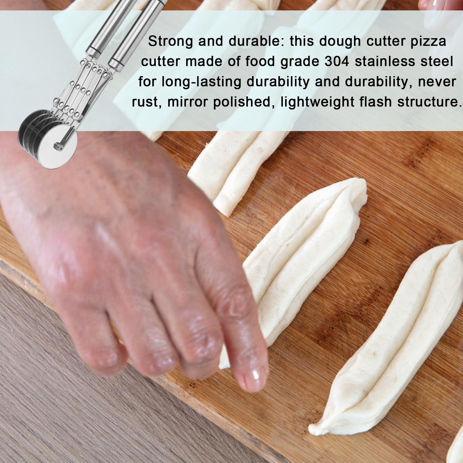 Tagliapasta in acciaio inox, 7 ruote, tagliapizza regolabile, multirotondo, per pizza, torte, pancake, waffle, biscotti