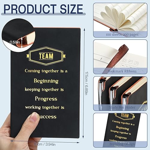 Miniatura 10 de Colarr 40 unidades de regalos de agradecimiento a los empleados, cuaderno inspirador a granel A6, diario de piel sintética, bolígrafo motivacional,