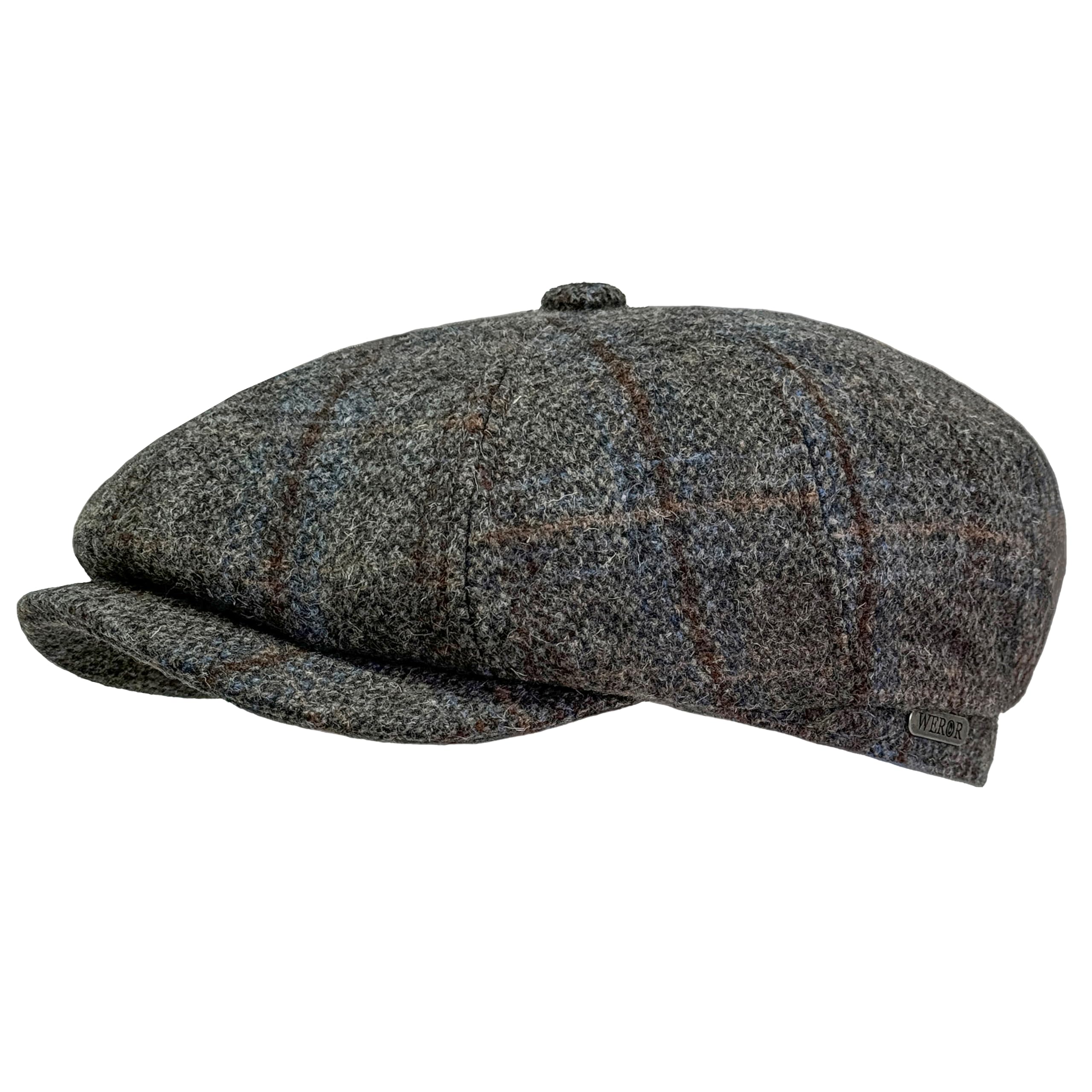Schiebermütze Herren – Schirmmütze Flatcap Herrenmütze mit Schirm – Mütze mit Steppfutter - 100% Wolle – WEROR-433.1