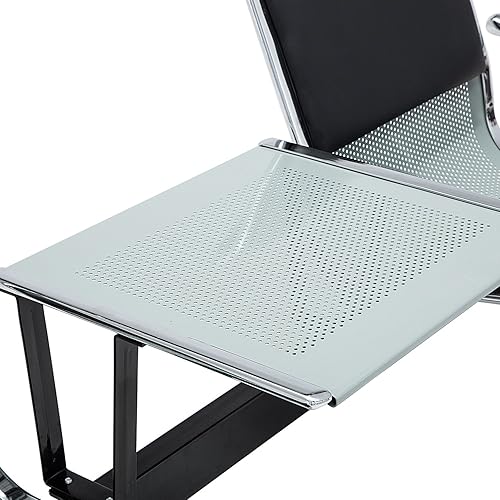 Miniatura 6 de walsport Sillas de invitados y recepción sillas de cuero para sala de espera muebles de oficina silla de banco negra 2 asientos con mesa para