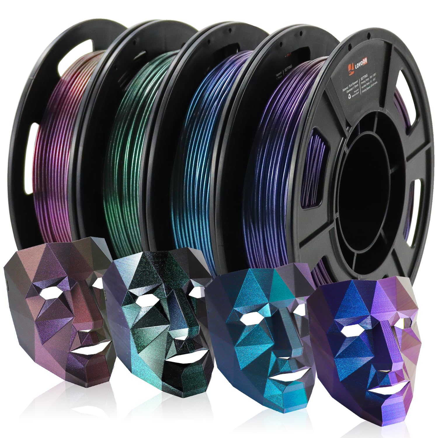 LOVOON Silk Tricolor PLA Filament - Rainbow 3D Printing -23