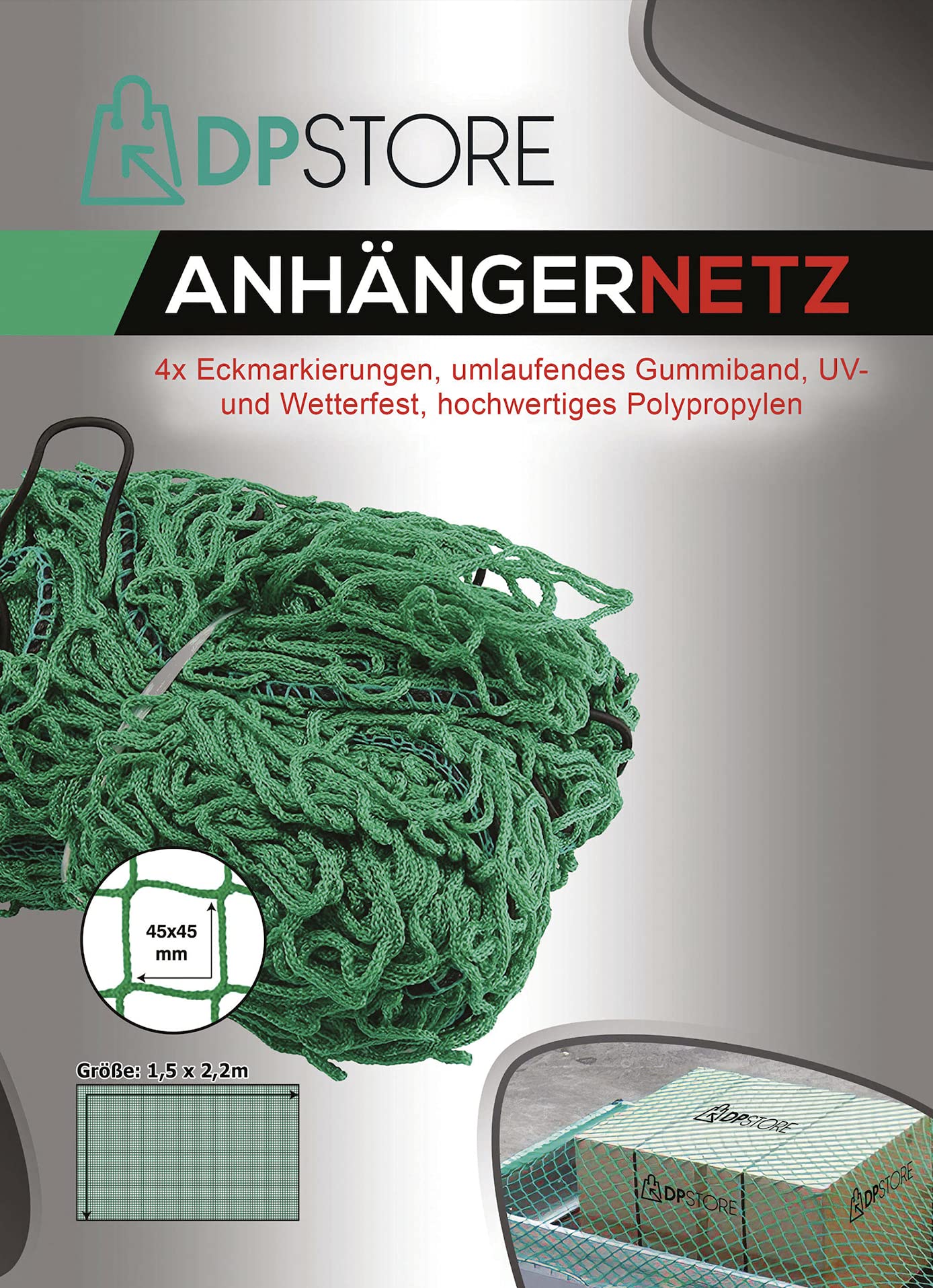 Robustes Anhängernetz 1,5x2,2 Meter - Sicherer Transport Für Alles Mögliche