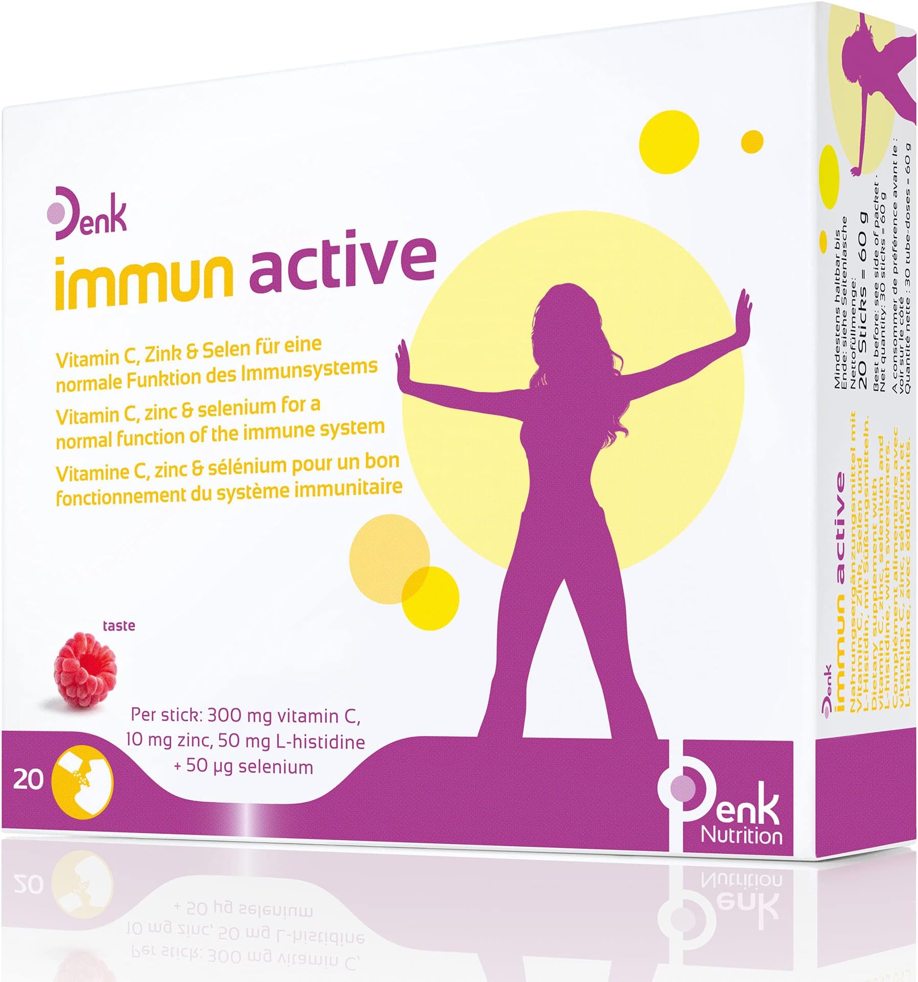Immun Active Think: Dietary Supplement with Vitamin C, Zinc, Selenium and L-Histidine to Support Immune Repellent - 20 Sticks