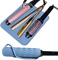 Vista 12 de Alfombrilla de viaje de silicona resistente al calor de 11 x 7.5 pulgadas, almohadilla anticalor para alisadores de cabello, rizadores, planchas