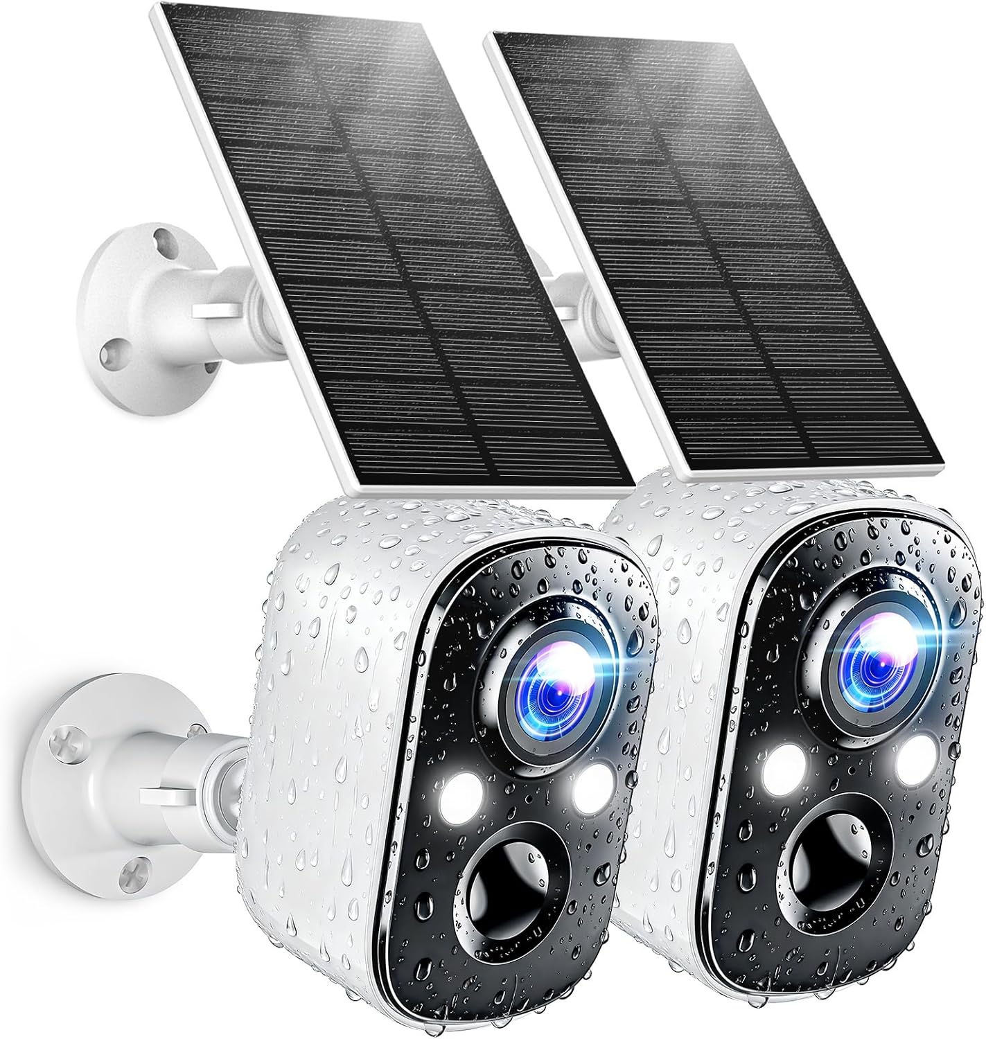 Techage Solar Security Cameras Wireless Outdoor, 2K Battery Powered WiFi Cameras for Home Security with AI Motion Detection, Color Night Vision, 2-Way Talk, IP66 Waterproof, Cloud/SD Storage 2 Pack
