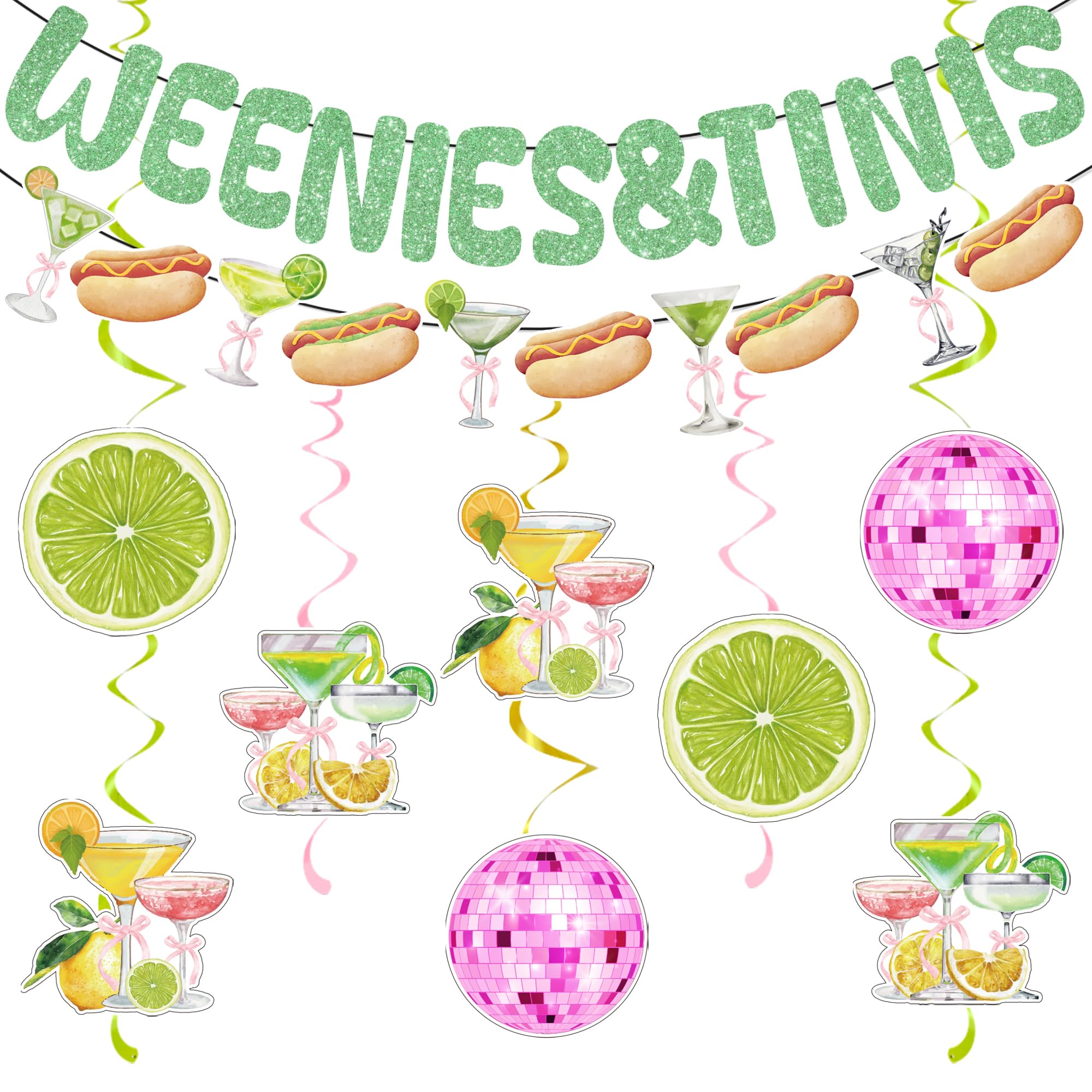 Pink Martini Party Banner - Pre-Strung Garland For Bachelorette & Birthday Parties