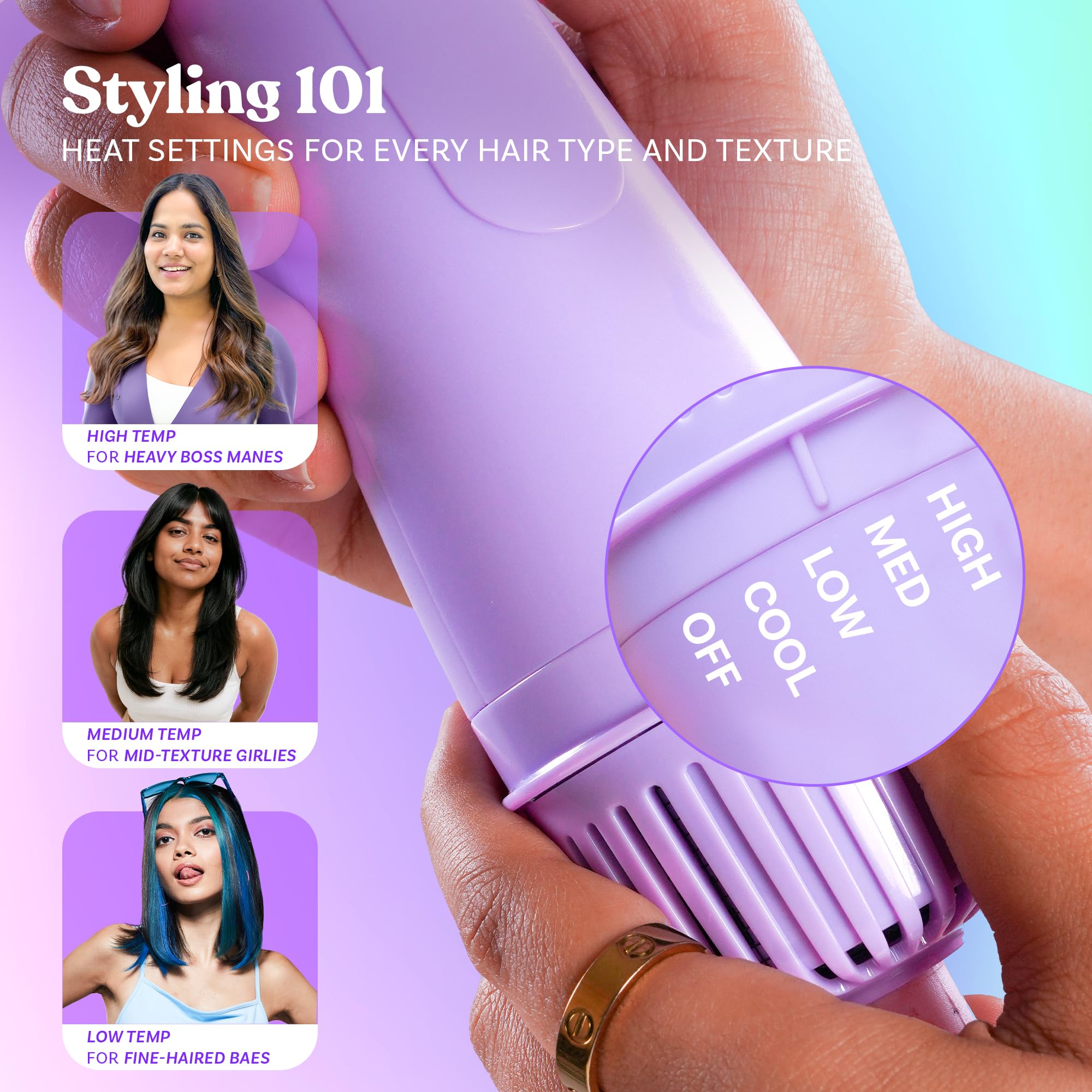 BOMBAE Hairess lonic 3-in-1 Hot Air Brush Dryer, Curl, Volumizer & Straightener | 1200W Power, Ceramic-Coated, 360° Airflow & Cool Shot for Frizz-Free Styling - Image 5 thumbnail