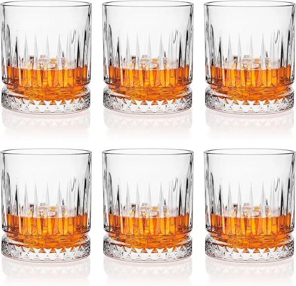 Cambareign Whiskey Glasses Set of 6, 11oz Old Fashioned Cocktail Glasses, Lead-free Crystal Scotch Bourbon Glass, Whiskey Tumblers for Scotch Bourbon