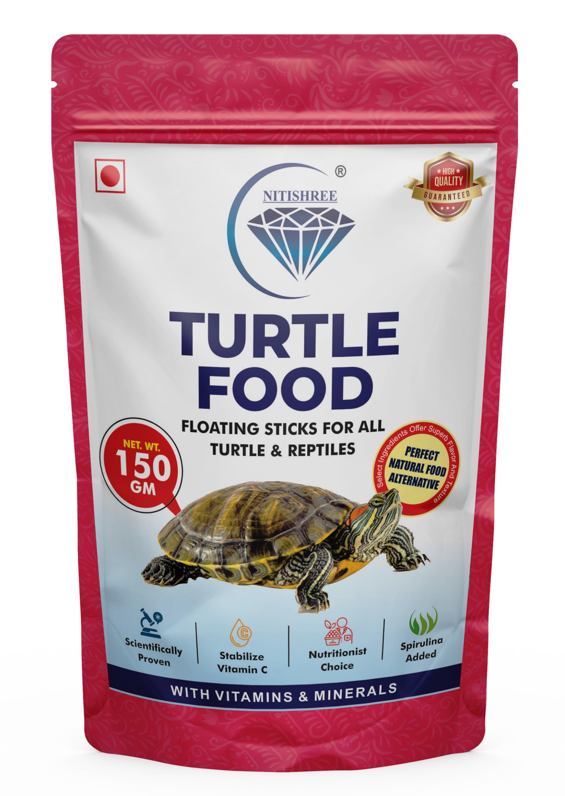 Nitishree Turtle Food for Turtles, Tortoises| Rich in Protein, Vegetables & Spirulina | Supports Healthy Growth & Shell Development | Fortified with Fish Meal & Shrimp | Non-Polluting &Digestible-150g-picture-36