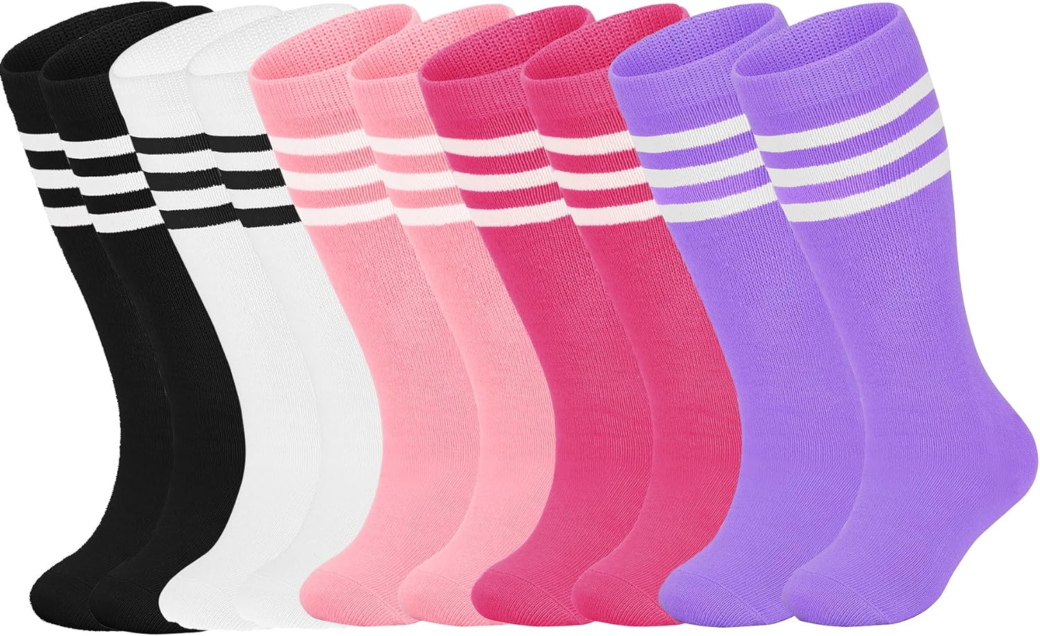 ENBAOHUI 5 Packs Toddler Soccer Socks Kids Tube Socks Girls Boys Soccer Socks Toddler Knee High Socks