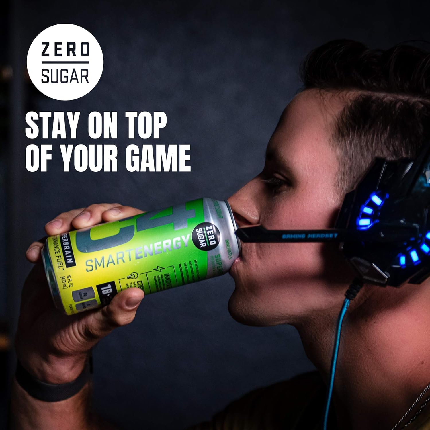 C4 Smart Energy Sugar Free Energy Drink 16oz (Pack of 12) - (New) Black Cherry - Performance Fuel & Nootropic Brain Booster with No Artificial Colors or Dyes : Grocery & Gourmet Food