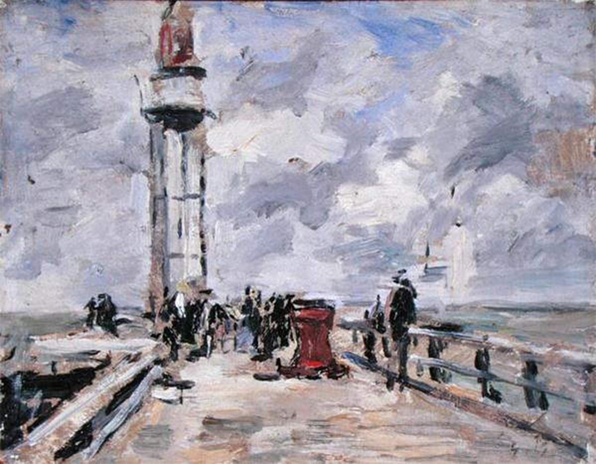 SERENDIPITP Vintage Wall Art Canvas Nordic Poster Canvas Print Picture the Jetty and Lighthouse At Honfleur by Eugene Louis Boudin Wall Art Poster for Home Decor 60x90cm
