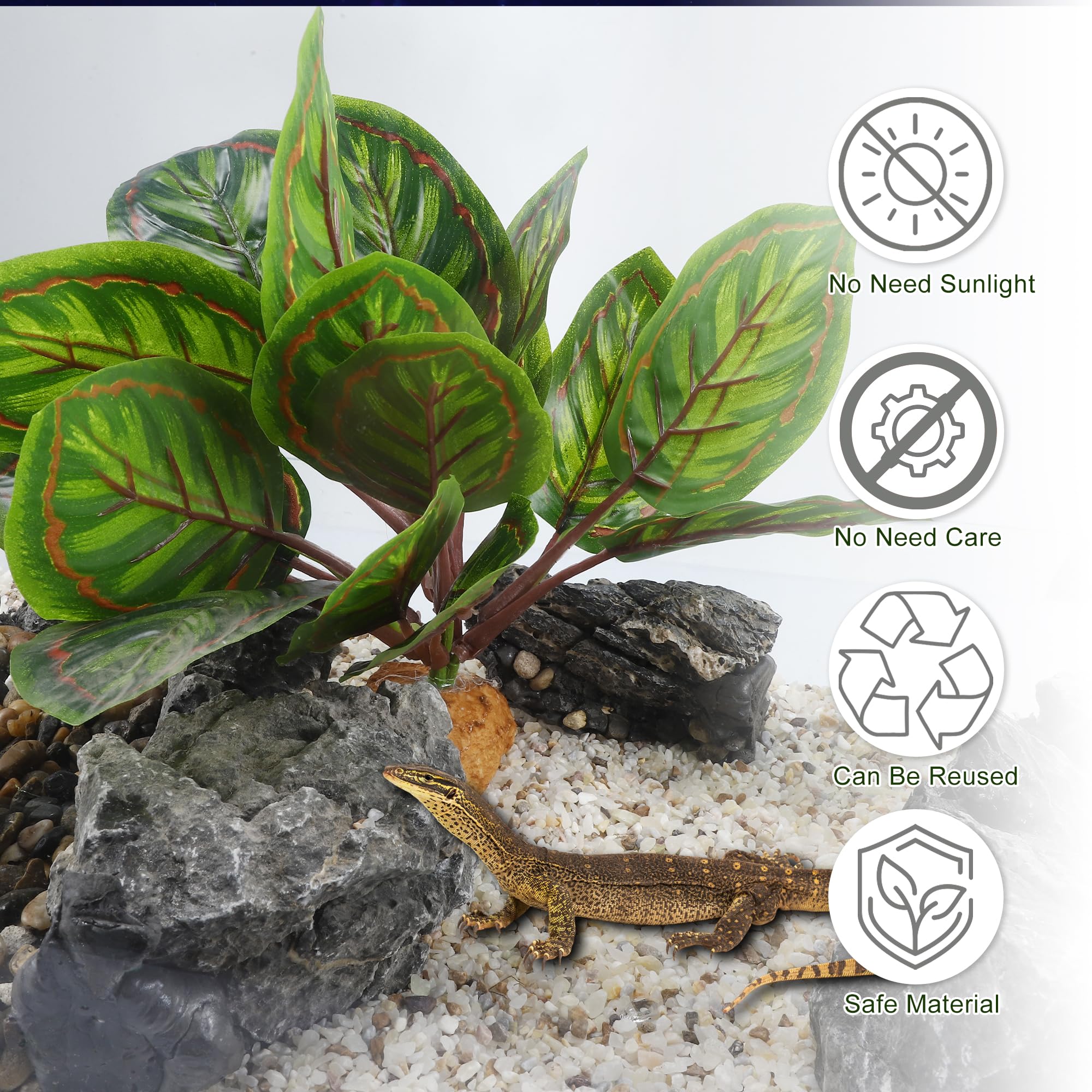 CAPASTEC Reptile Plants Decoration, Reptile Plants for Terrarium Decor, Reptile Artificial Plant, Amphibian Habitat Decor Suitable for Reptiles Lizards Geckos, 7.48