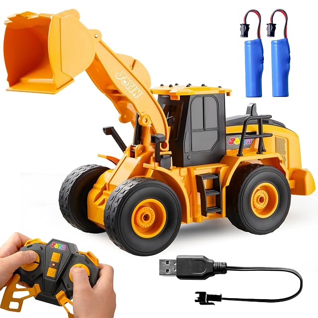 JOYIN Coche de Juguete de Construcción con Control Remoto para Niños de 3 4 5 6 7 Años, Camión Tractor Excavador RC de 2,4 GHz con Luz y Sonido, Cargador Frontal Juguete, Regalo Navidad y Cumpleaños