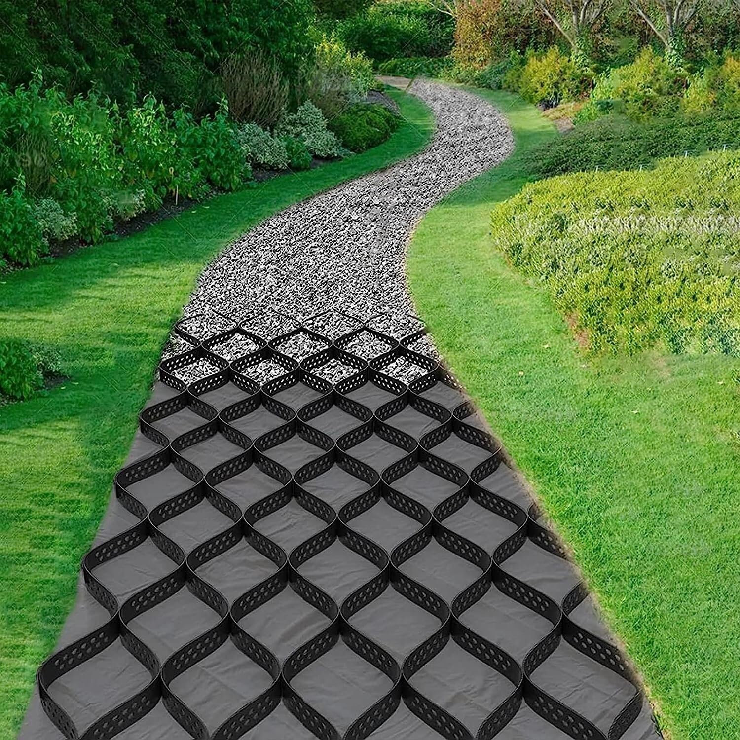 Grilles pliables pour gravier de 5,1 cm, plaques de stabilisation carrossables de 6x6 m