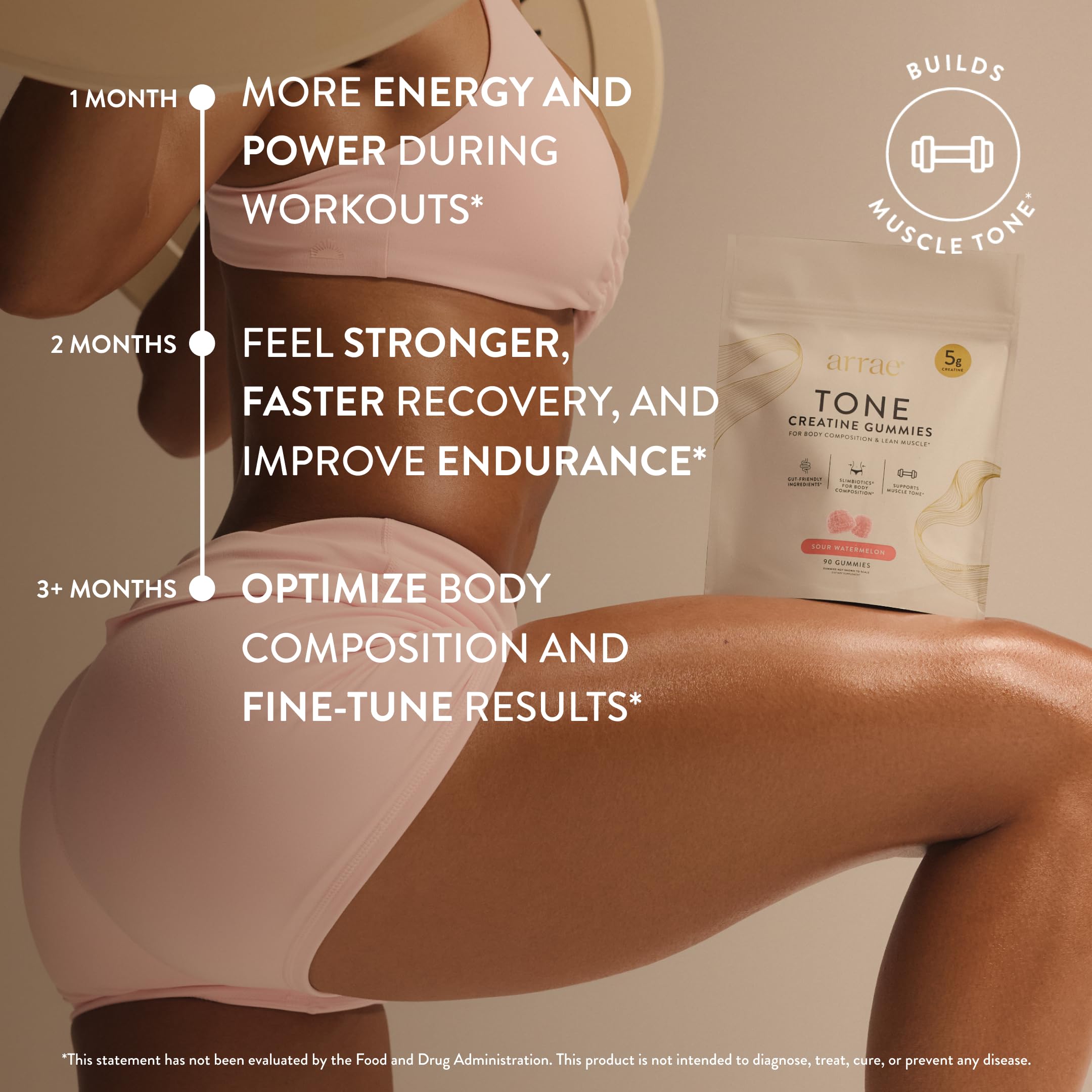 Arrae Creatine Gummies for Women, Muscle & Strength, Sour Watermelon, 90 ct — Amazon image 3