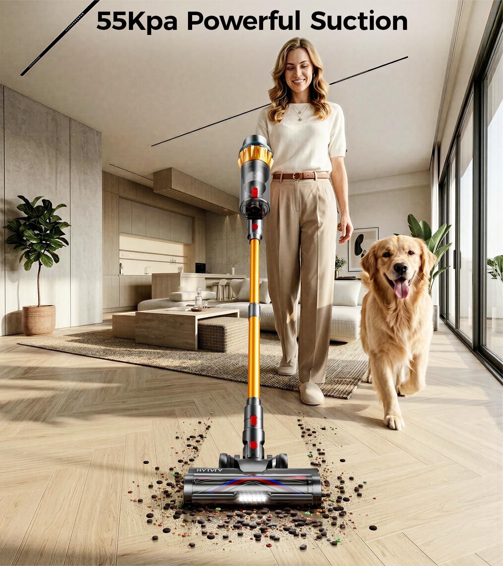 Aspiradora inalámbrica, 650 W, 55 kPa, 70 minutos de autonomía, aspiradora de mano inalámbrica, aspiradora inalámbrica con base de apoyo, aspiradoras para el hogar, pelo de mascotas y alfombras