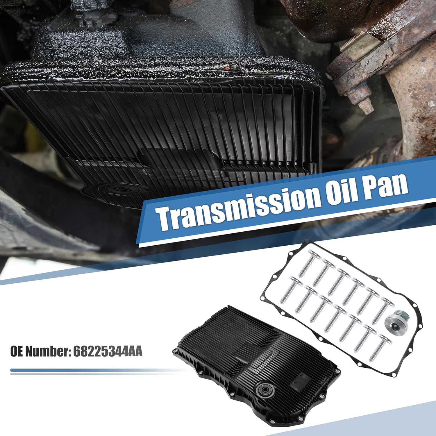 X AUTOHAUX 1 Set Transmission Oil Pan Replacement No.52854834AB/68225344AA with Bolts for Chrysler 300 2013-2021 for Dodge Charger