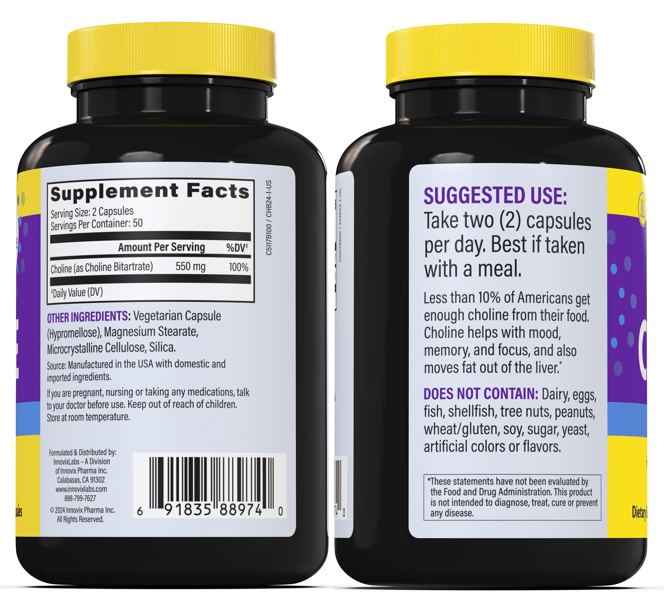 InnovixLabs Choline Supplement 550 mg Supports Memory & Focus, 100 Capsules — Amazon image 8