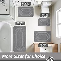 Vista 2 de BEQHAUSE Alfombras de baño, suaves y absorbentes, antideslizantes, lavables a máquina, alfombra de baño gruesa gris para baño, bañera y lavabo, 24 x