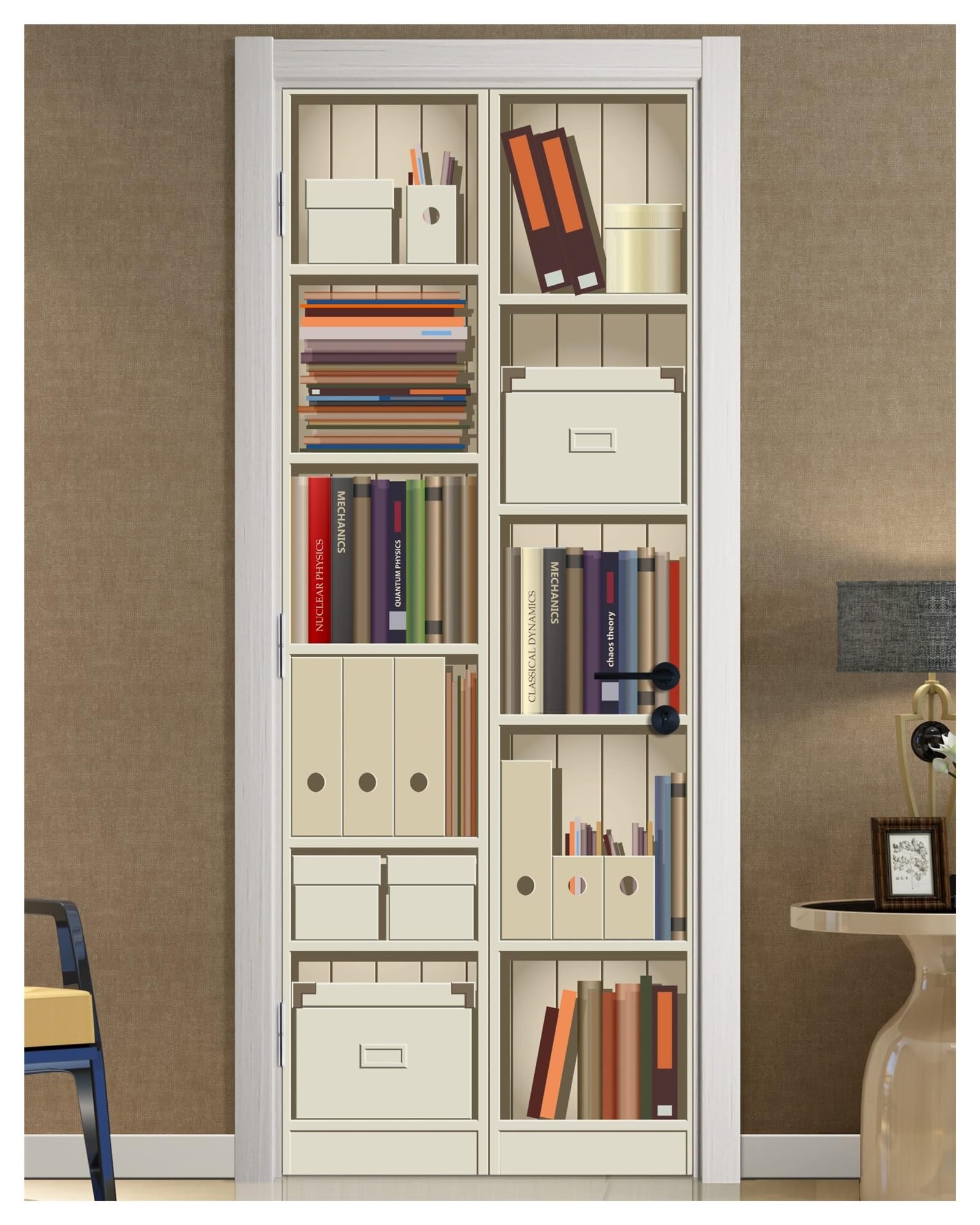 Sticker Porte Autocollants de porte de scène de pièce moderne 3d, espace stéréoscopique, papier peint auto-adhésif en PVC, couverture de chambre à coucher, affiche de décor d'appartement, Art Mural (