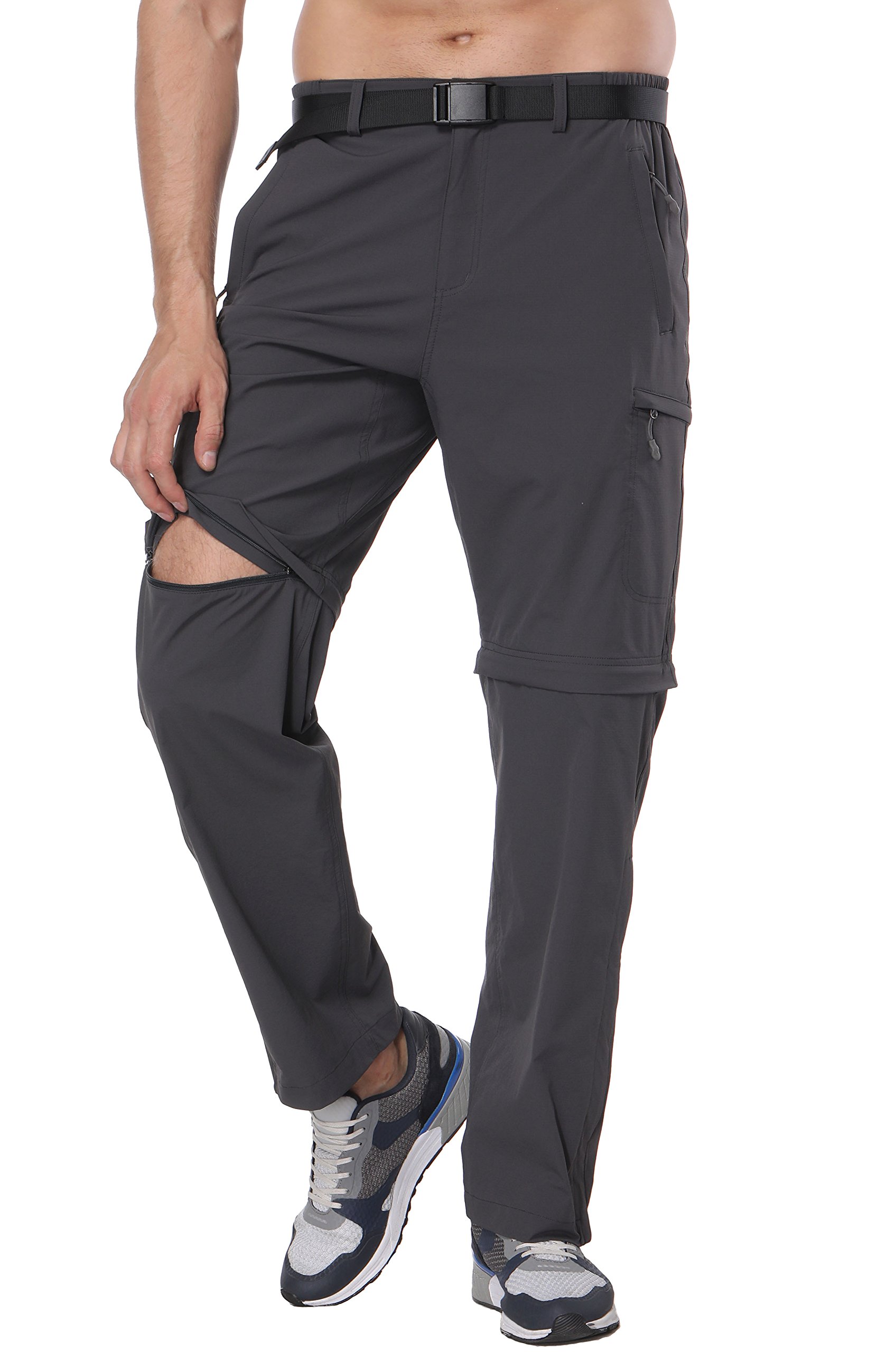 MIERSPORTS Men's Convertible Pants Ligtweight Outdoor Pants Quick Dry Cargo Pants for Hiking, Water Resitant & Strecth, Graphite Grey, L