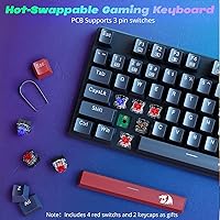 Vista 5 de Redragon Teclado Mecánico para Juegos con Cable, 11 Modos Retroiluminados Programables, Interruptor Rojo Intercambiable en Caliente, Anti-Ghosting