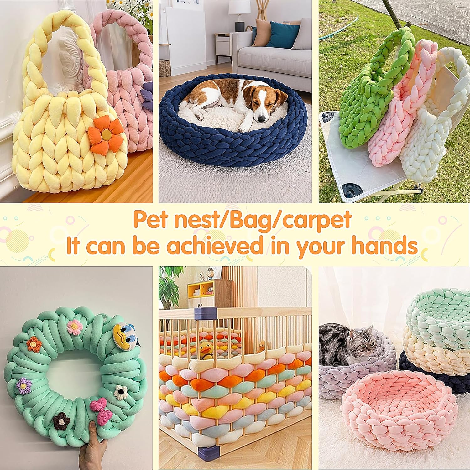 Chunky Yarn for Hand Knitting- Velvet Chenille Tube Yarns- Jumbo Yarns for Blankets, Pet Beds, Machine Washable (0.66 Lb/18.59 Yd), Easy No-Tool Arm Knitting & Crochet Project (2, Deep Teal)