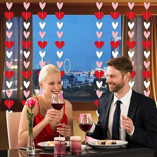 Miniatura 3 de Guirnalda de corazones rojos y blancos y rosados, no puedes hacerlo tú mismo, suministros de decoración de fiesta del día de San Valentín, guirnalda