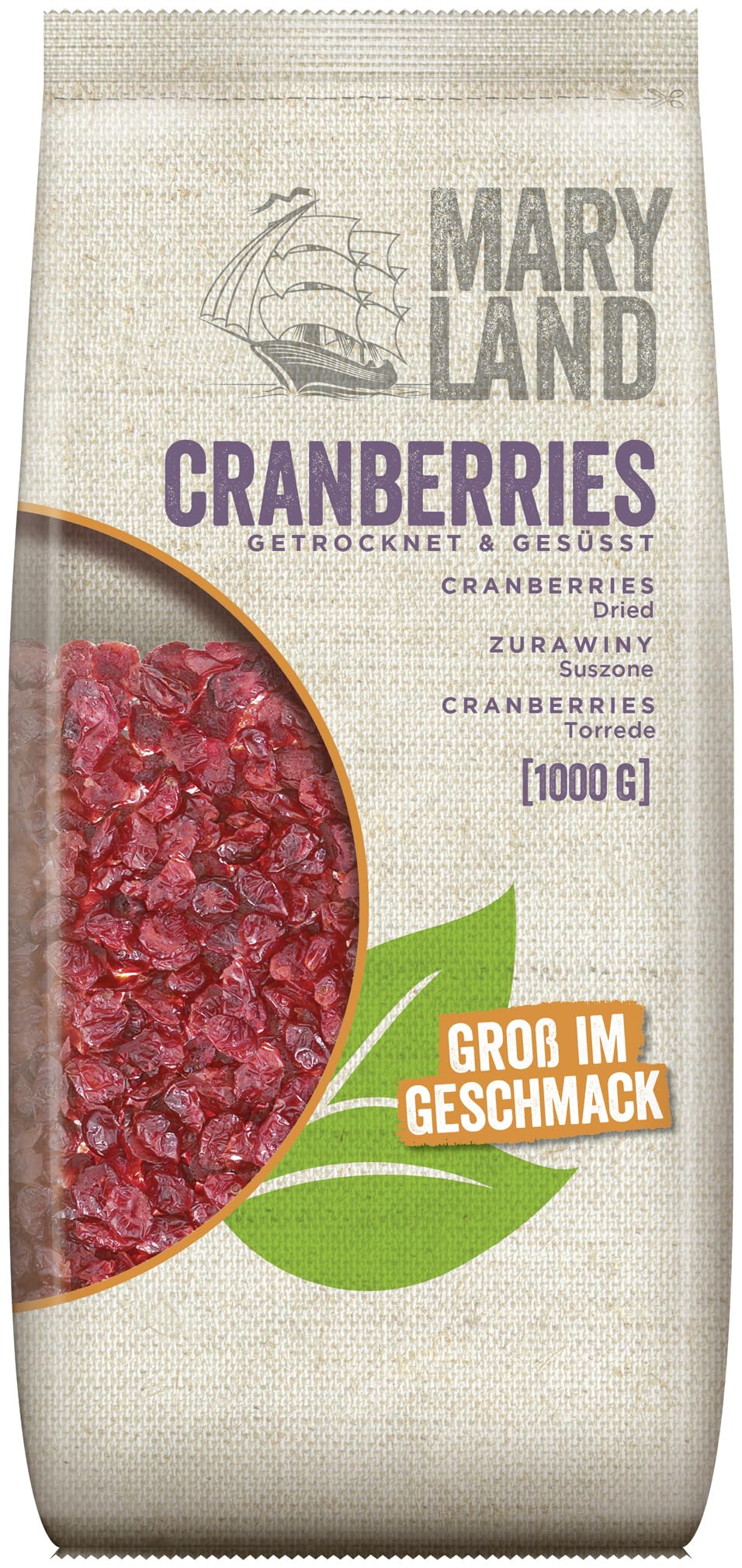 Maryland Cranberries (ganze) 1000g Vorratspackung 4er Pack – Getrocknete Cranberries – Perfekt zum Backen oder Snacken (4 x 1000g)