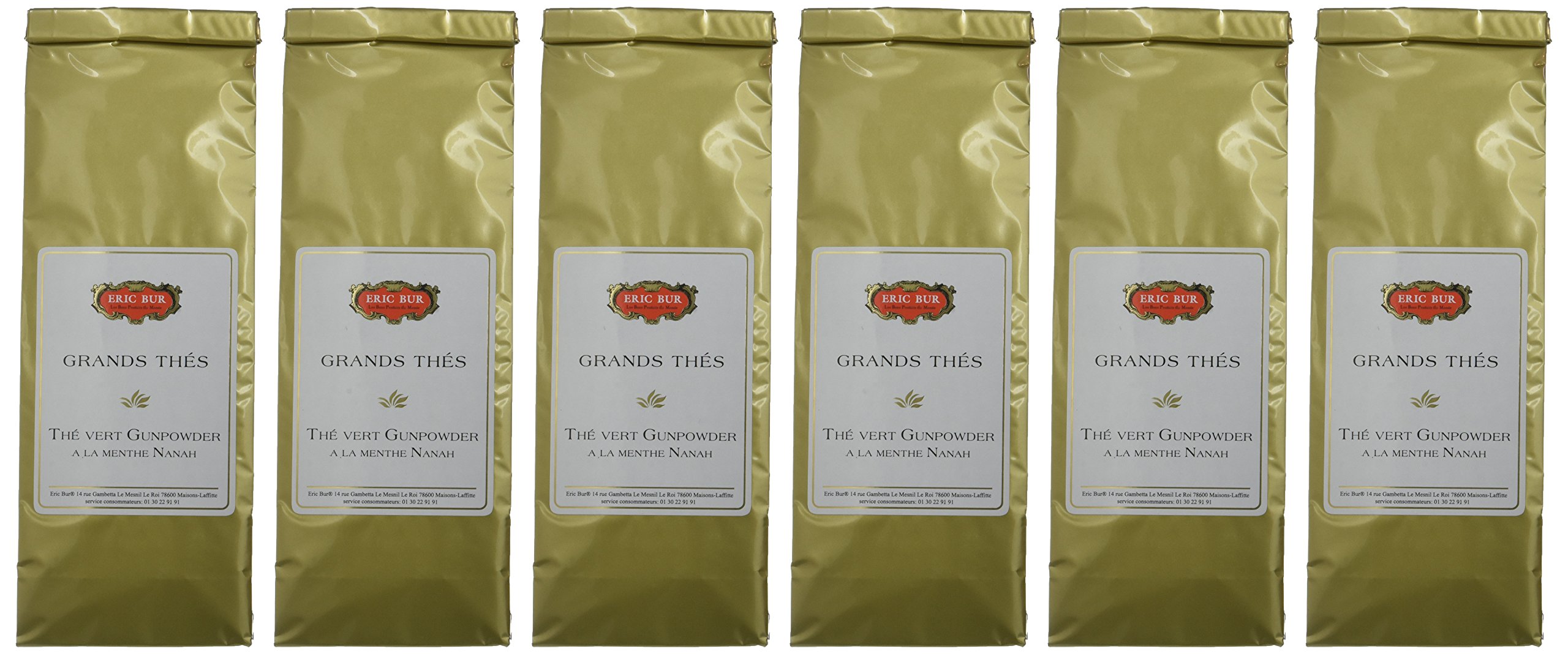 ERIC BUR Thé Vert Gunpowder à la Menthe Nanah 100 g - Lot de 6
