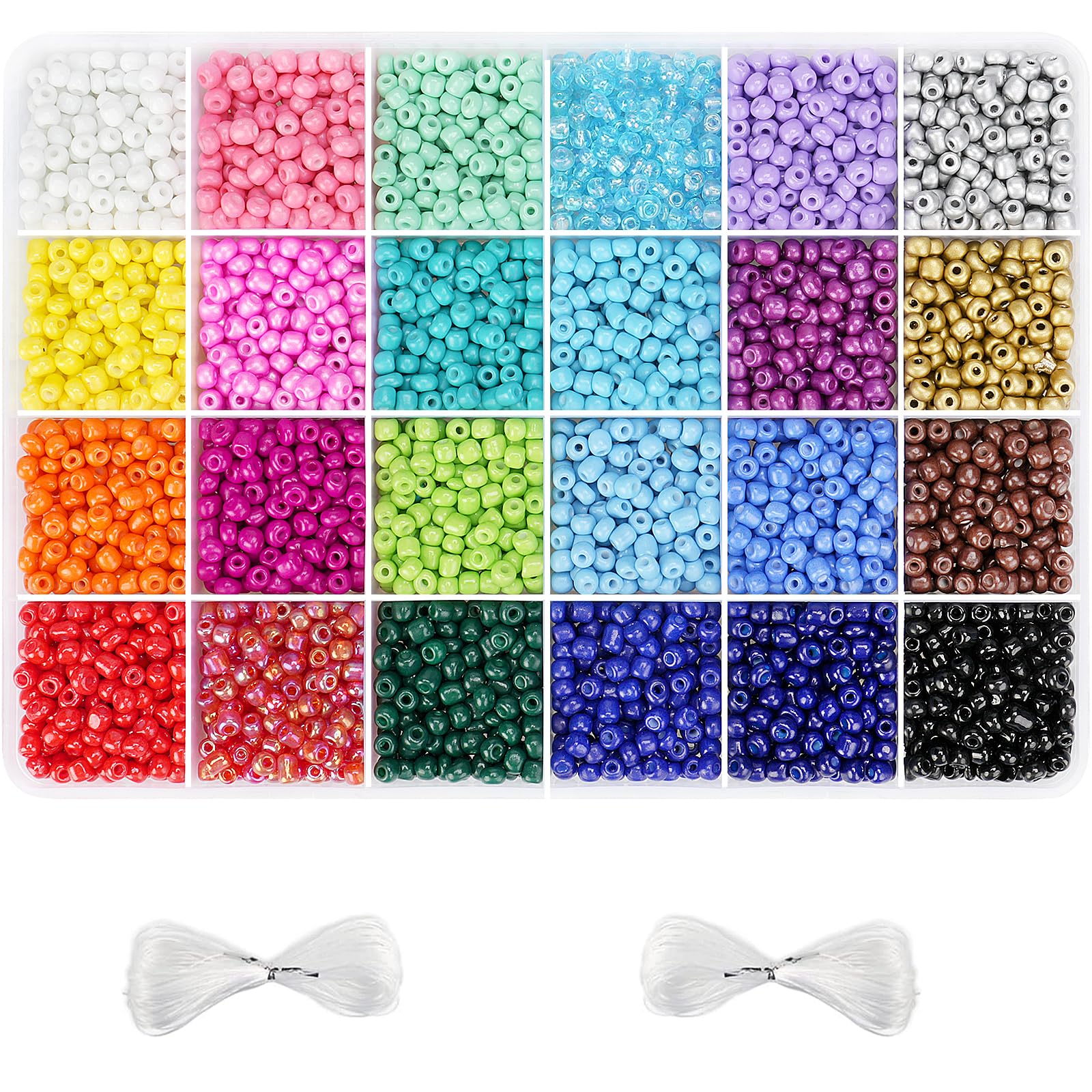 efivs arts 4500pcs Seed Beads 24 Colors 4mm Round Beads for Friendship Bracelet Making Kit Waist Small Bead Rainbow Beads for DIY Crafting 6/0