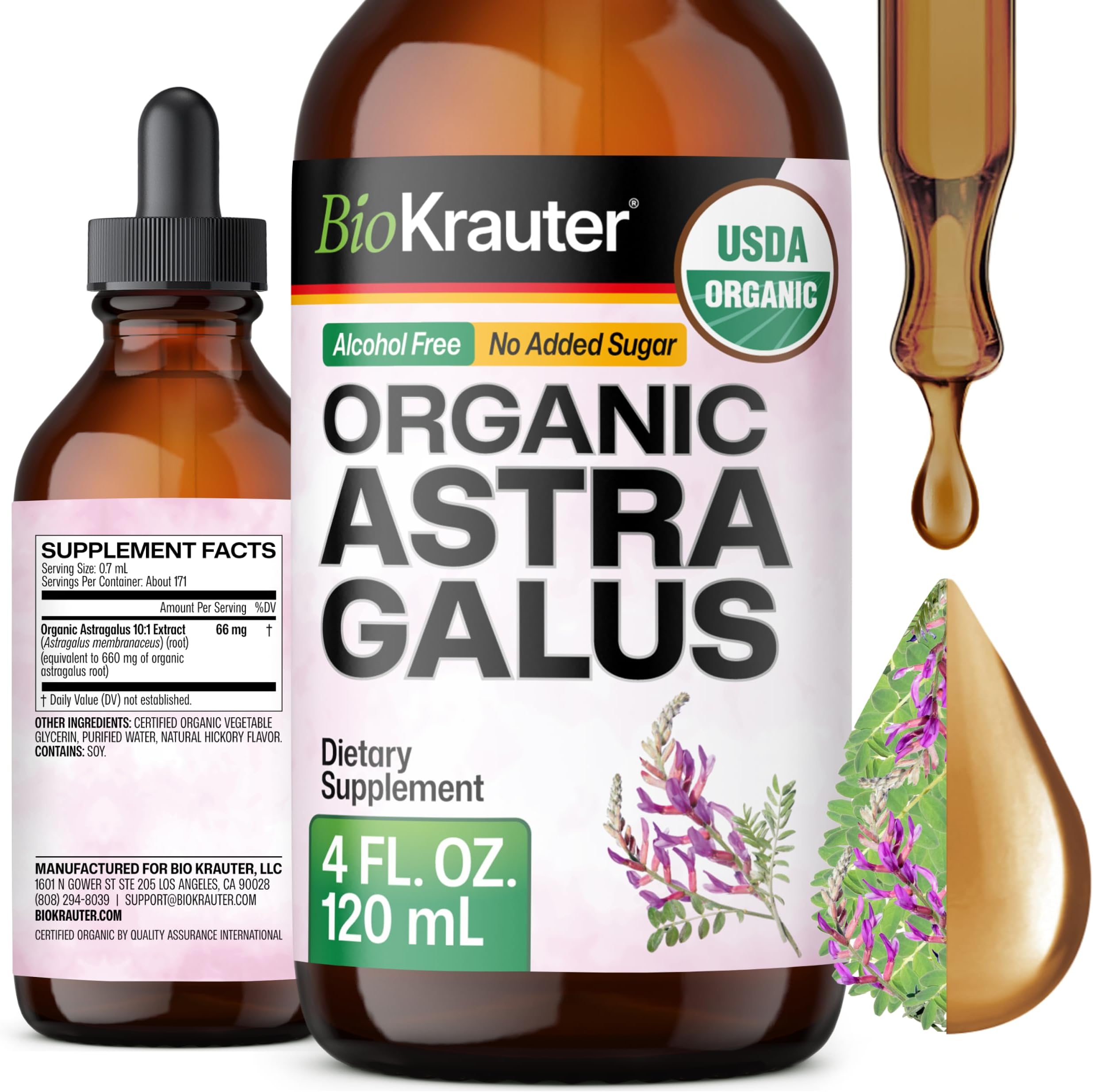 USDA Organic Astragalus for Immune Support & General Wellness - 4 Fl.Oz