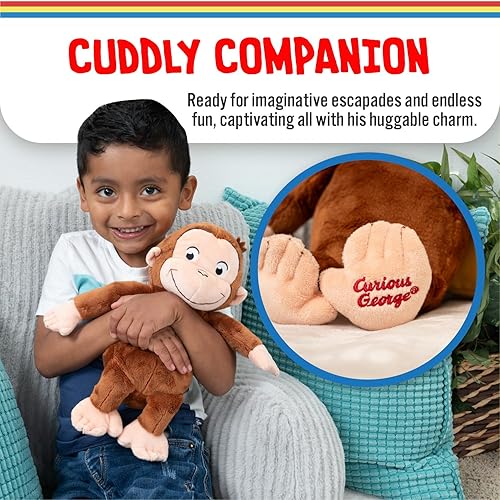 Miniatura 4 de KIDS PREFERRED Curious George Monkey - Juguetes de peluche suaves y bonitos, regalos de peluche para bebés y niños pequeños y niñas, 12 pulgadas