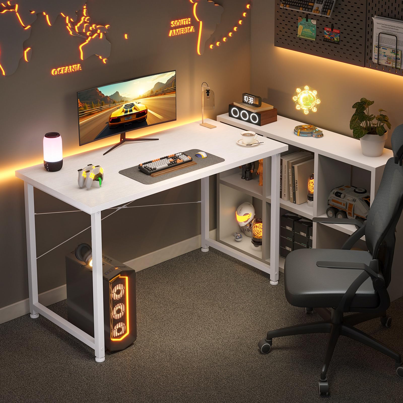 ODK Scrivania per Computer, 100x48cm Scrivania da Ufficio, Scrivanie da Lavoro Mesa, Bianca