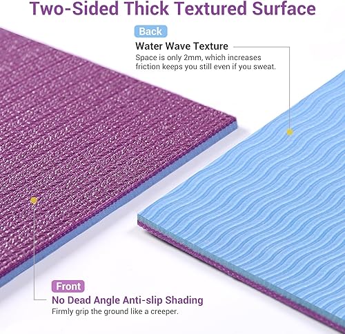 Miniatura 2 de Avoalre Tapete de yoga plegable, ecológico, para viajes, de doble cara, antideslizante, de PVC, con bolsa para entrenamiento en casa, gimnasio,