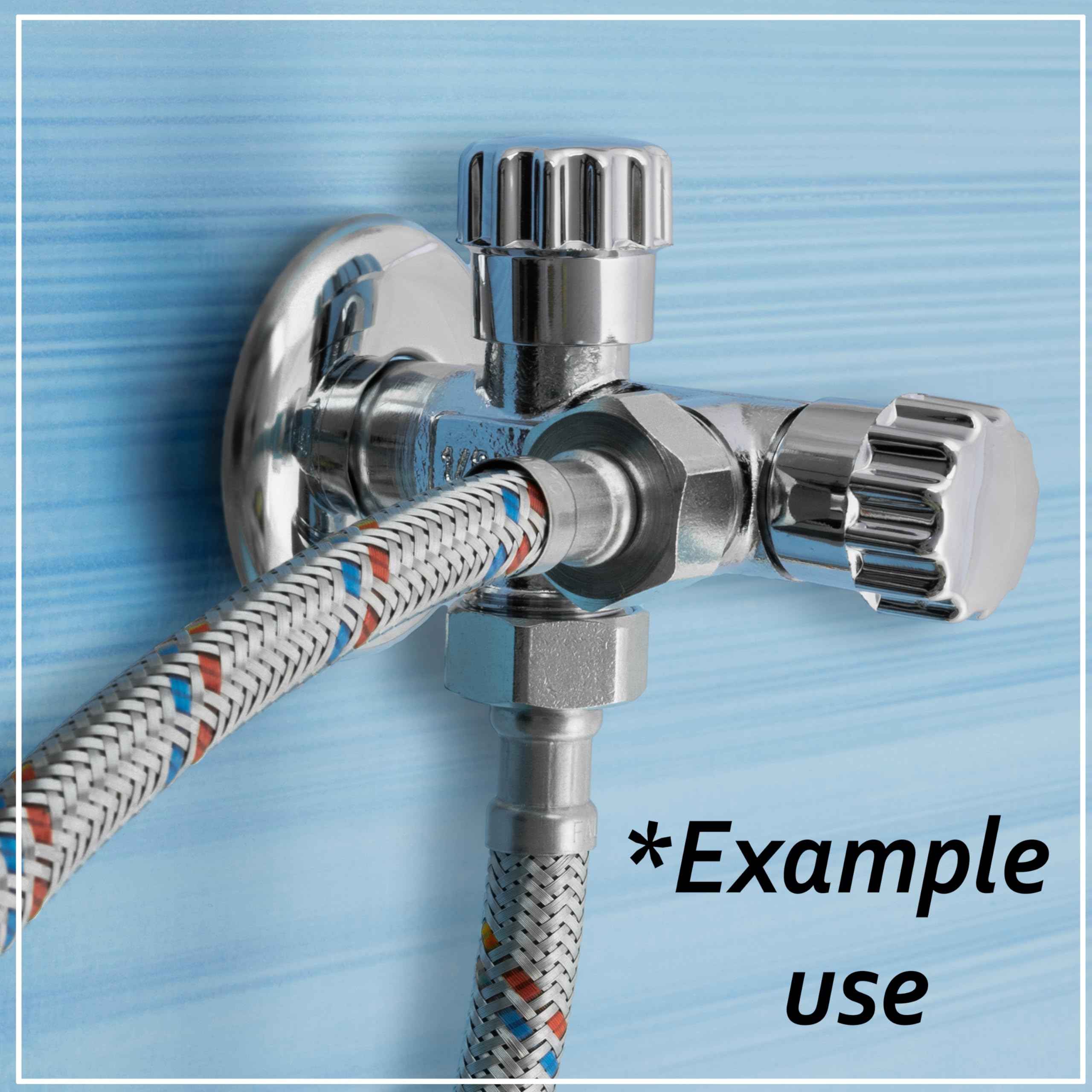 AERZETIX - Robinet Équerre à Doubles Sorties 1/2"x1/2"x1/2" avec Rosace et Joint PTFE - en Laiton - Finition Nickelée - Vanne Eau Potable Sanitaire Raccord Lavabo Salle de Bain Cuisine - C74961