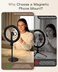 NiceVeedi 10.2” Lumière de bureau magnétique avec support, 5000mAh Lumière de son de bureau rechargeable pour téléphone,3 Couleur Foldable Selfie Light pour Live Stream/Makeup/TikTok/YouTube/Photographie/Zoom/Vlogging