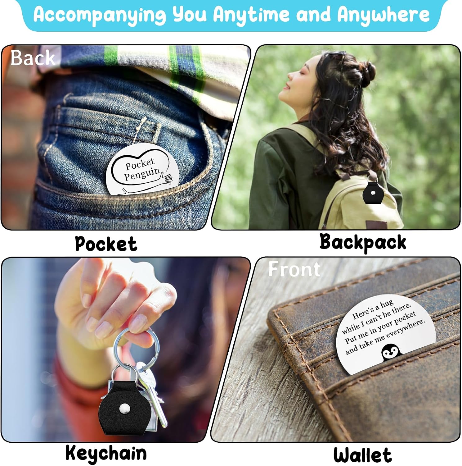 Penguin Gifts for Women Men Stocking Stuffers Pocket Hug Coin