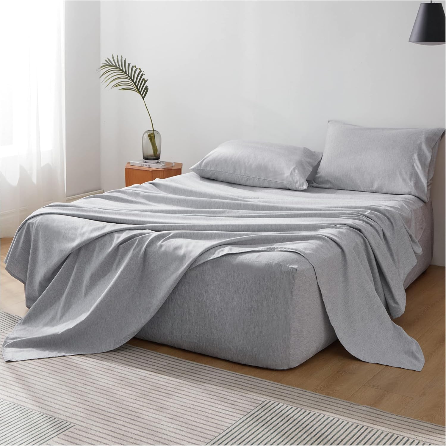 BEDSURE Extra Deep Pocket King Sheet Sets Grey - Air Mattress Sheets with 18 to 24 in Deep Pocket - Soft Cationic Dyed Bed Sheet Set, 4 Pieces Bedding Matte Tone Sheets & Pillowcases : Home & Kitchen