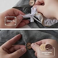 Vista 3 de Simple&Opulence Juego de funda de edredón 100% lino, 3 piezas de lino belga transpirable, 1 funda de edredón + 2 fundas de almohada con cierre