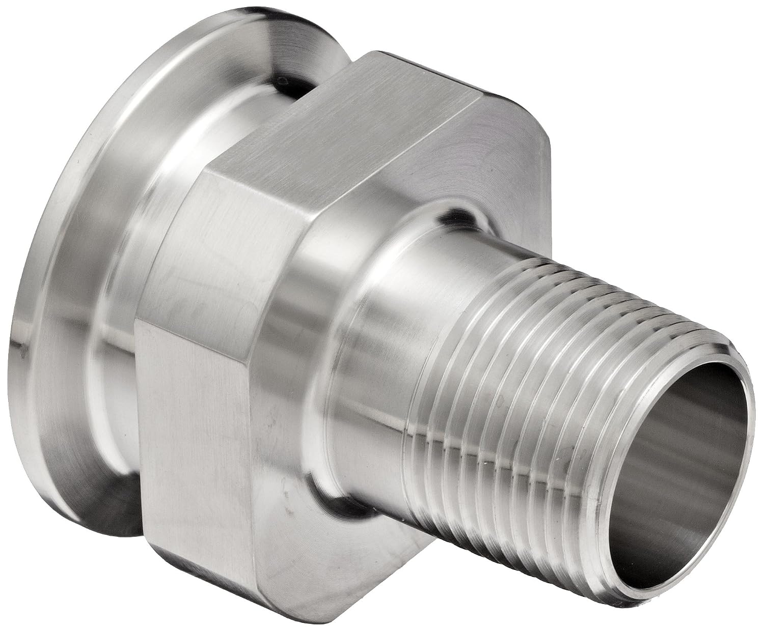 Dixon 21MP-G150 Stainless Steel 304 Sanitary Fitting, Clamp Adapter, 1-1/2" Tube OD x 1-1/2" NPT Male