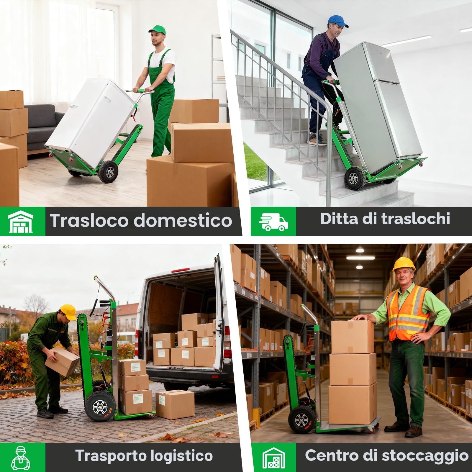 Afitdon Carrello elettrico da 1250 W, con capacità di carico di 400kg, per scale e discese, con corda di sicurezza e pompa ad aria, per il trasporto di mobili 4D1