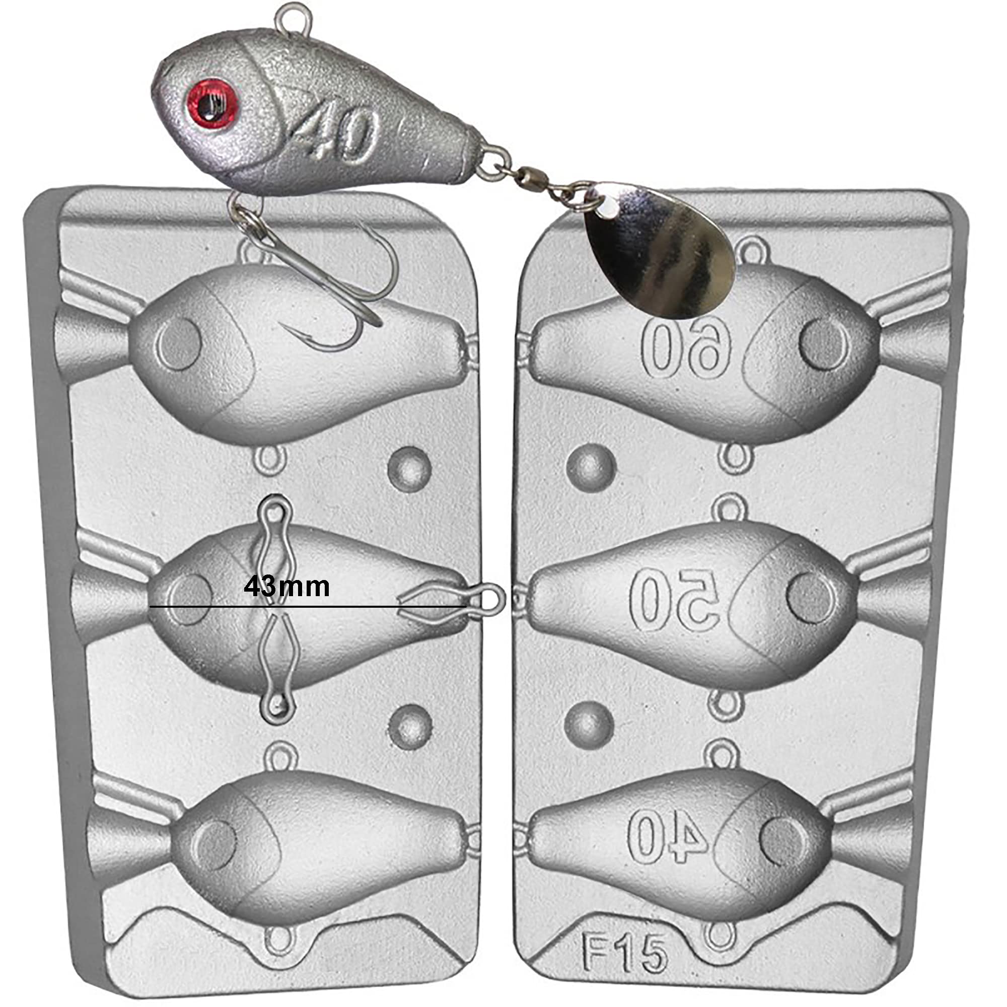 Spinner Bait Jig Moule pour pêche en mer et eau douce 40-50-60 g