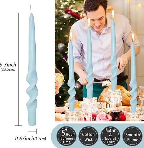 Miniatura 18 de Vela cónica en espiral torcida de 10 pulgadas, velas de colores sin perfume, velas altas sin humo para el hogar, vacaciones, boda, fiesta