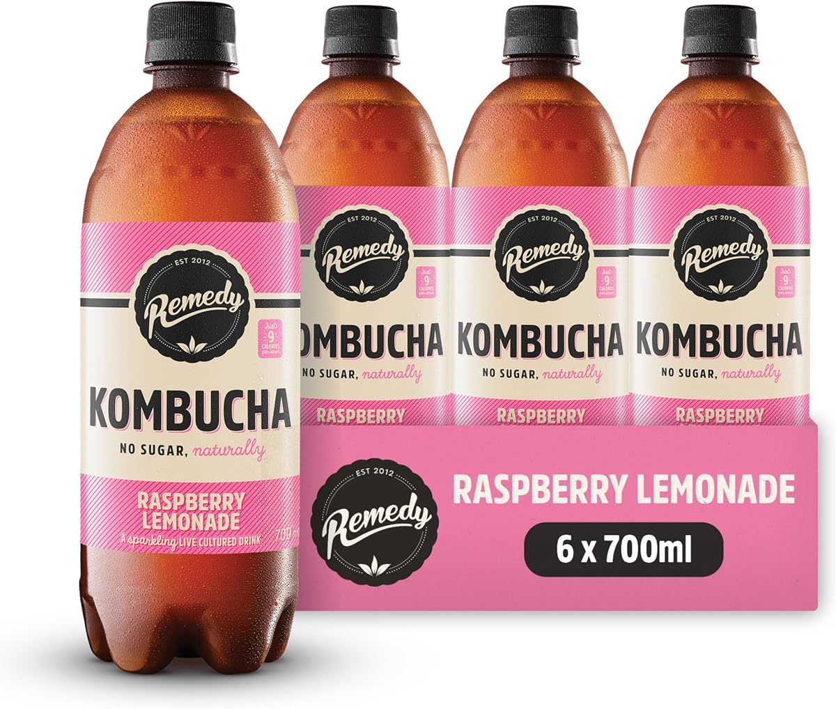 Remedy Kombucha Tea - Naturally Sugar Free Soft Drink - 4 x 330ml