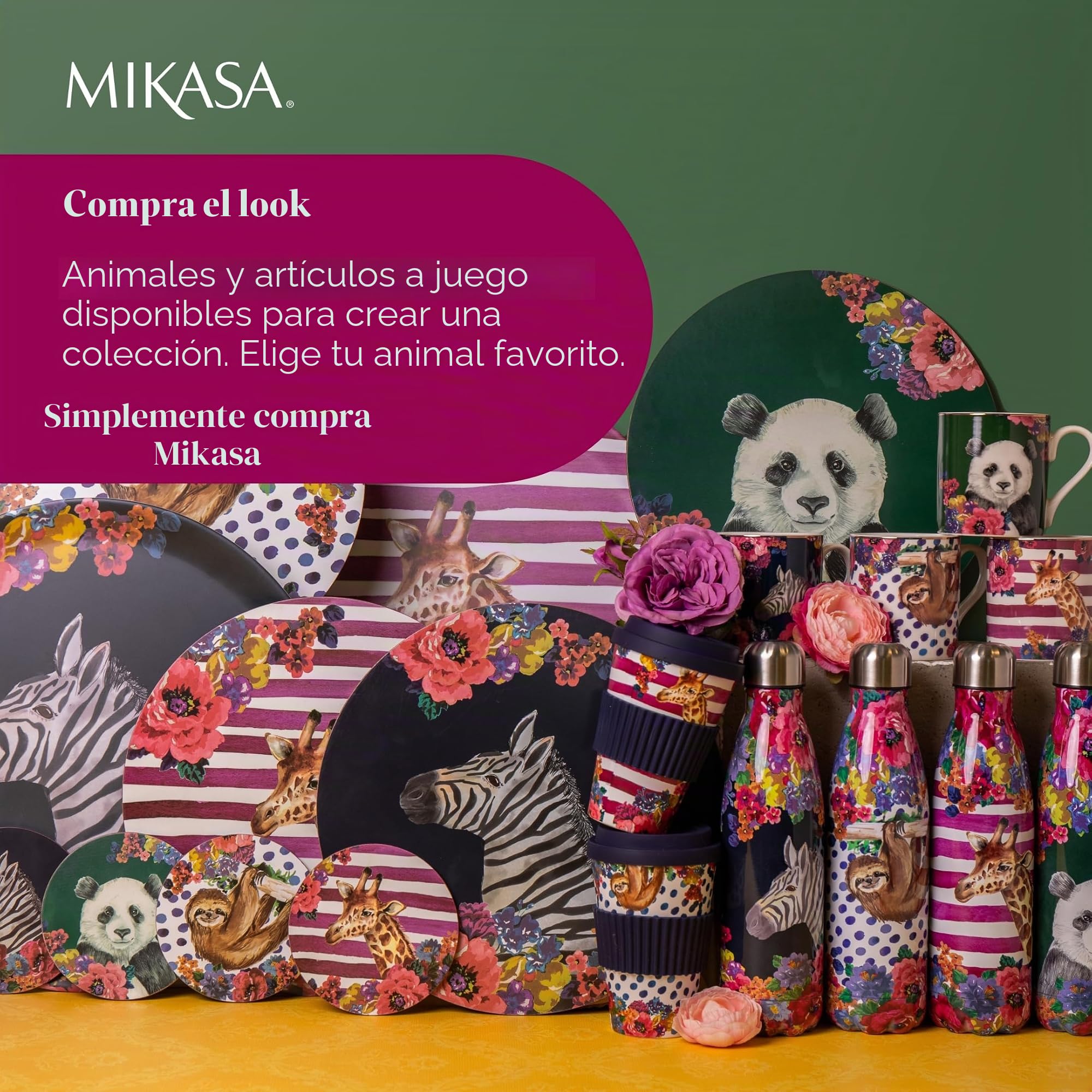 Mikasa Wild At Heart Salvamanteles Redondos de Corcho de 25cm, Juego de 4 Salvamanteles Resistentes Al Calor, Antideslizantes y Lavables con Estampados de Animales