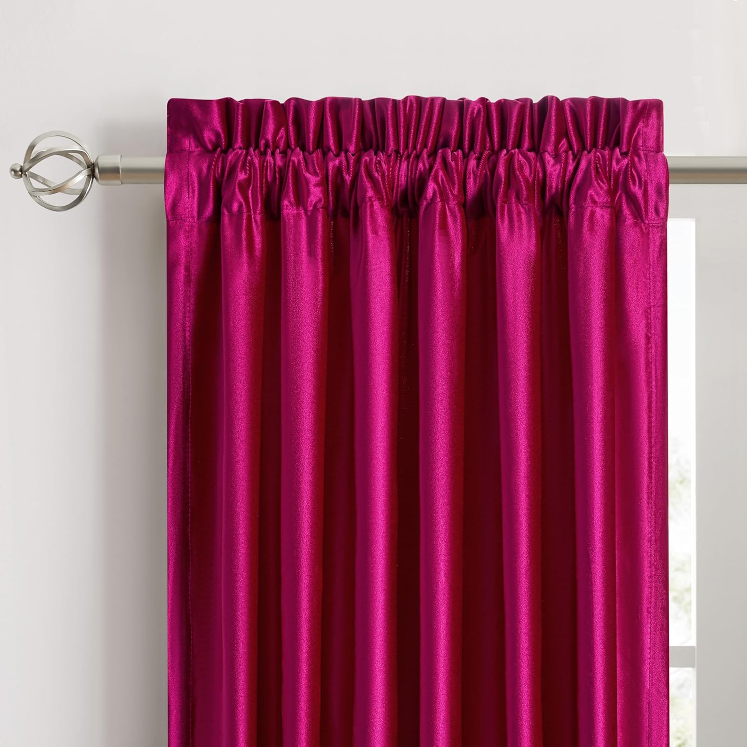 Hot Pink Velvet Curtains 84 inches: Living Room Luxury Room Darkening Curtain - Fuchsia Elegant Bedroom Thermal Insulated Modern Heavy Thick Soft Soundproof Rod Pocket Window Drapes Set of 2 Panels